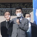 滋賀県草津市で街頭演説する立憲民主党の泉代表＝9日