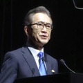 ソニーグループの経営方針説明会で登壇する吉田憲一郎社長＝18日午前、東京都港区のソニー本社