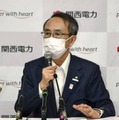 6月下旬の退任を前に、記者会見する関西電力の森本孝社長＝6日午後、大阪市