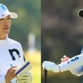 山下美夢有を追いかける稲見萌寧（左）と西郷真央　初日から飛ばしていきたい（撮影：福田文平)