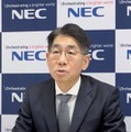 インタビューに応じるNECの森田隆之社長