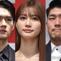 「2023年ヒット商品ベスト30」＆「2024年ヒット予測ベスト30」の先行発表会に登壇した佐野勇斗、生見愛瑠、松田力也選手（C）モデルプレス