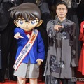劇場版「名探偵コナン 隻眼の残像」SPファンミーティングイベントに出席した高山みなみ、江戸川コナン、山田孝之、山下美月（C）モデルプレス