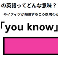 この英語ってどんな意味？「you know」