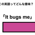 この英語ってどんな意味？「It bugs me」 画像