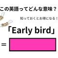 この英語ってどんな意味？「Early bird」 画像