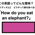 この英語ってどんな意味？「How do you eat an elephant?」 画像