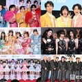 （上段左から）M!LK、モナキ（中段左から）FRUITS ZIPPER、LE SSERAFIM（下段左から）＝LOVE、THE RAMPAGE