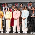 （後列左より）『超かぐや姫！』公式／株式会社ツインエンジン プロデューサー長坂健司氏、市岡元気、神社あゆ、豆腐屋、株式会社松屋フーズホールディングス 戦略事業部 外販グループマネージャー・神田圭氏、【公式】広島県／広島県広報課長・清水沙綾香氏 （前列左より）じん、ケンケン、サカイJr.、おヨネ、「夜の踊り子」／株式会社ヒップランドミュージックコーポレーション 代表取締役社長 野村達矢氏（C）モデルプレス