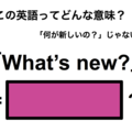 この英語ってどんな意味？「What’s new?」 画像