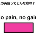 この英語ってどんな意味？「No pain, no gain.」 画像