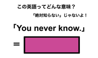 この英語ってどんな意味？「You never know.」 画像