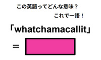 この英語ってどんな意味？「whatchamacallit」 画像