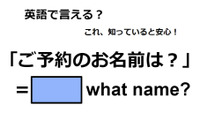 英語で「ご予約のお名前は？」は何て言う？ 画像