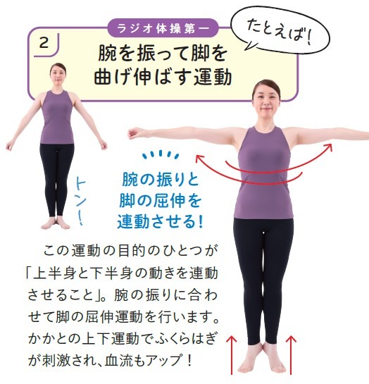 【ラジオ体操第一】腕を振って脚を曲げ伸ばす運動